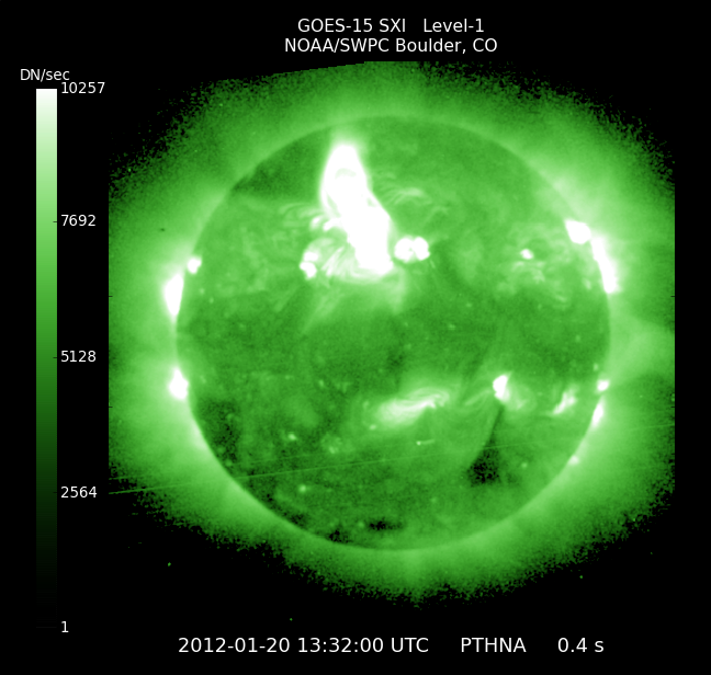 Image de l'éruption solaire (cliché pris par le satellite GOES)